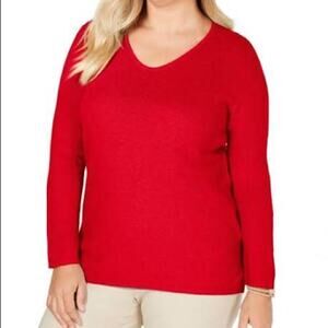Karen Scott Scoop Neck Marled Knit sweater-1X